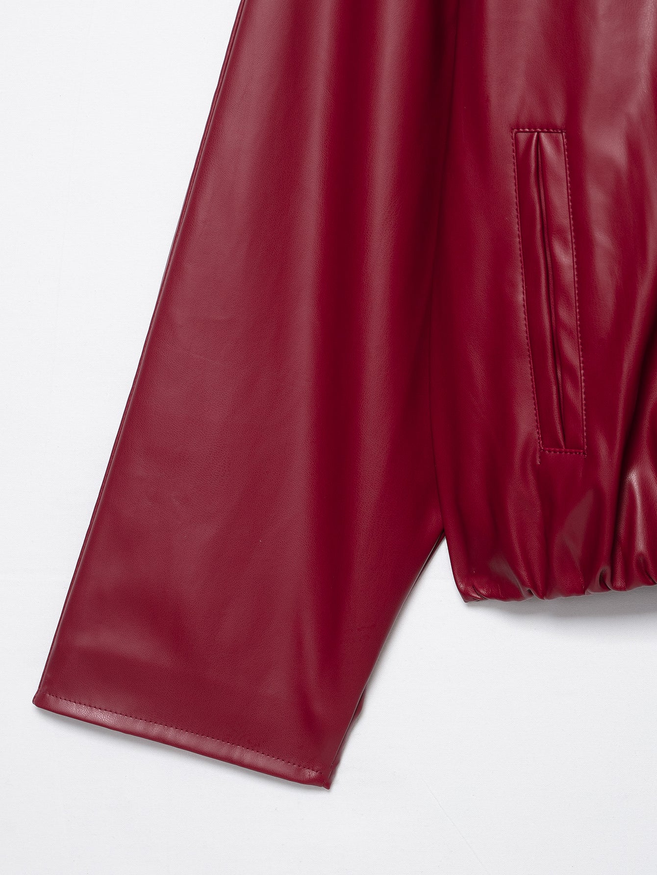 Stand Collar Faux Leather Jacket