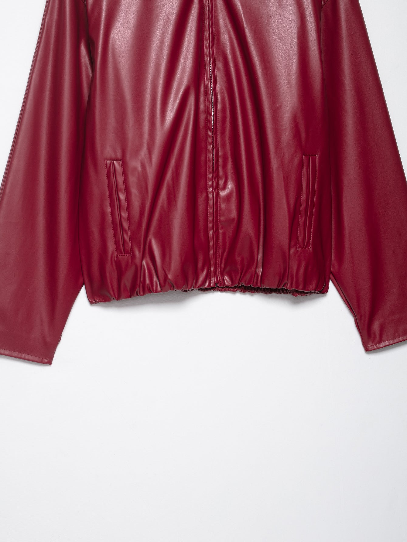 Stand Collar Faux Leather Jacket