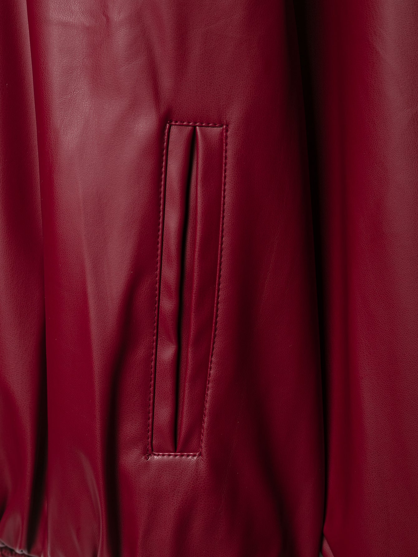 Stand Collar Faux Leather Jacket