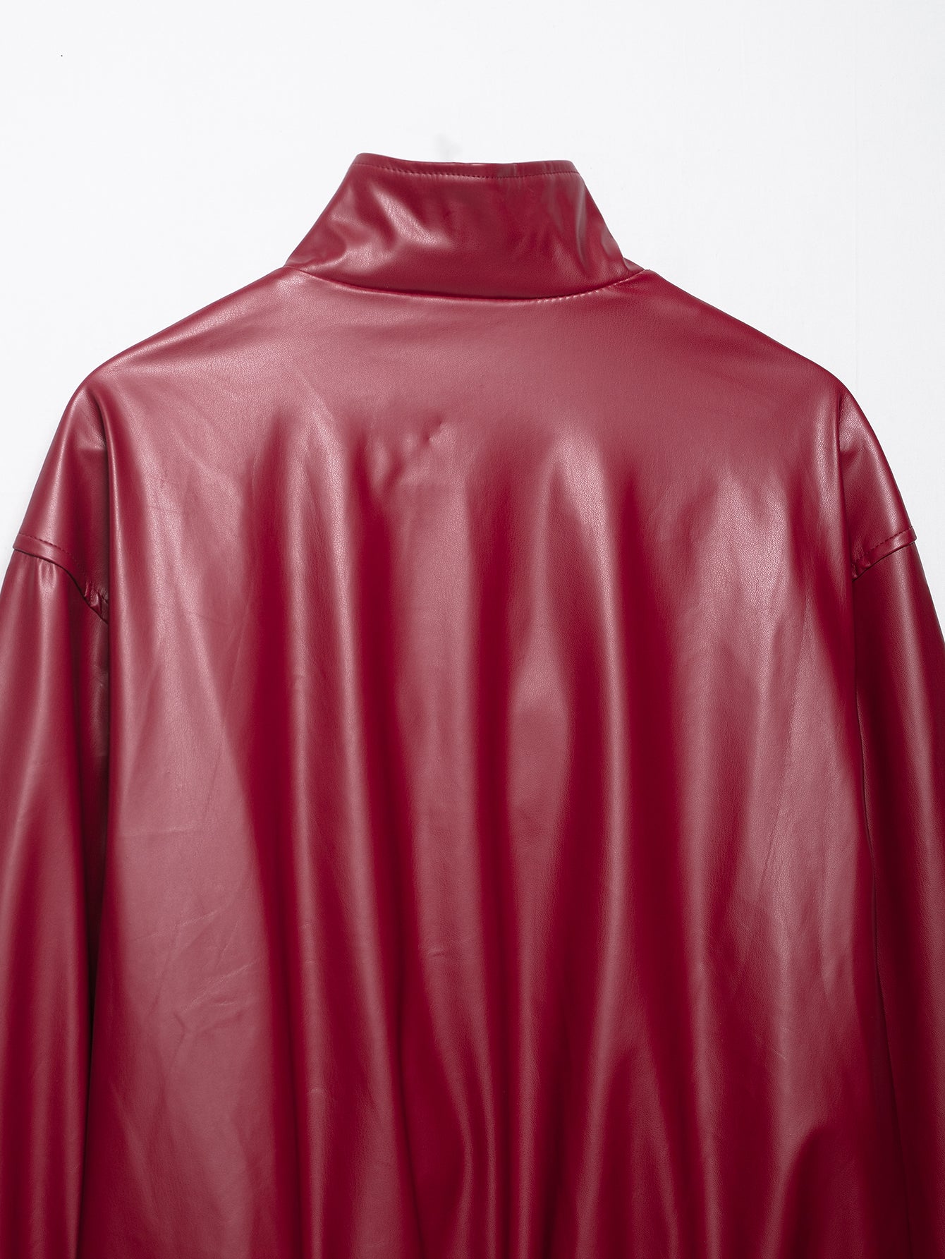 Stand Collar Faux Leather Jacket