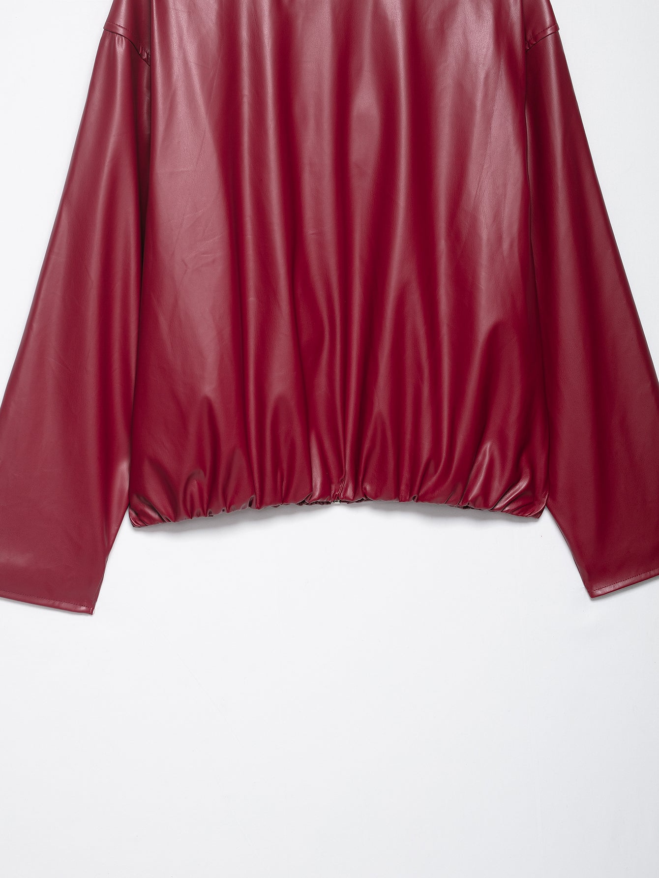 Stand Collar Faux Leather Jacket