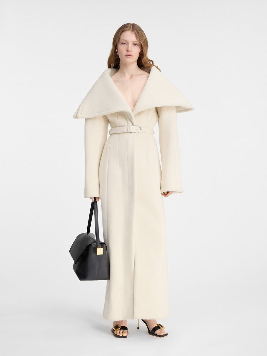 Belted Wool-Blend Long Coat