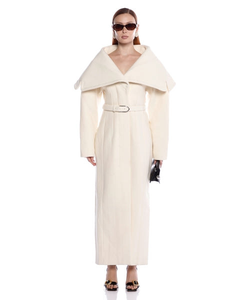 Belted Wool-Blend Long Coat