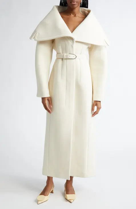 Belted Wool-Blend Long Coat