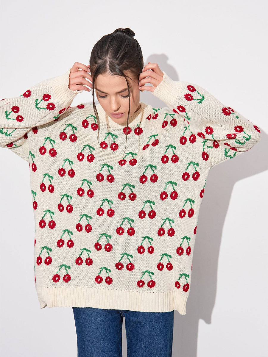 Cherry Knit Oversized Sweater