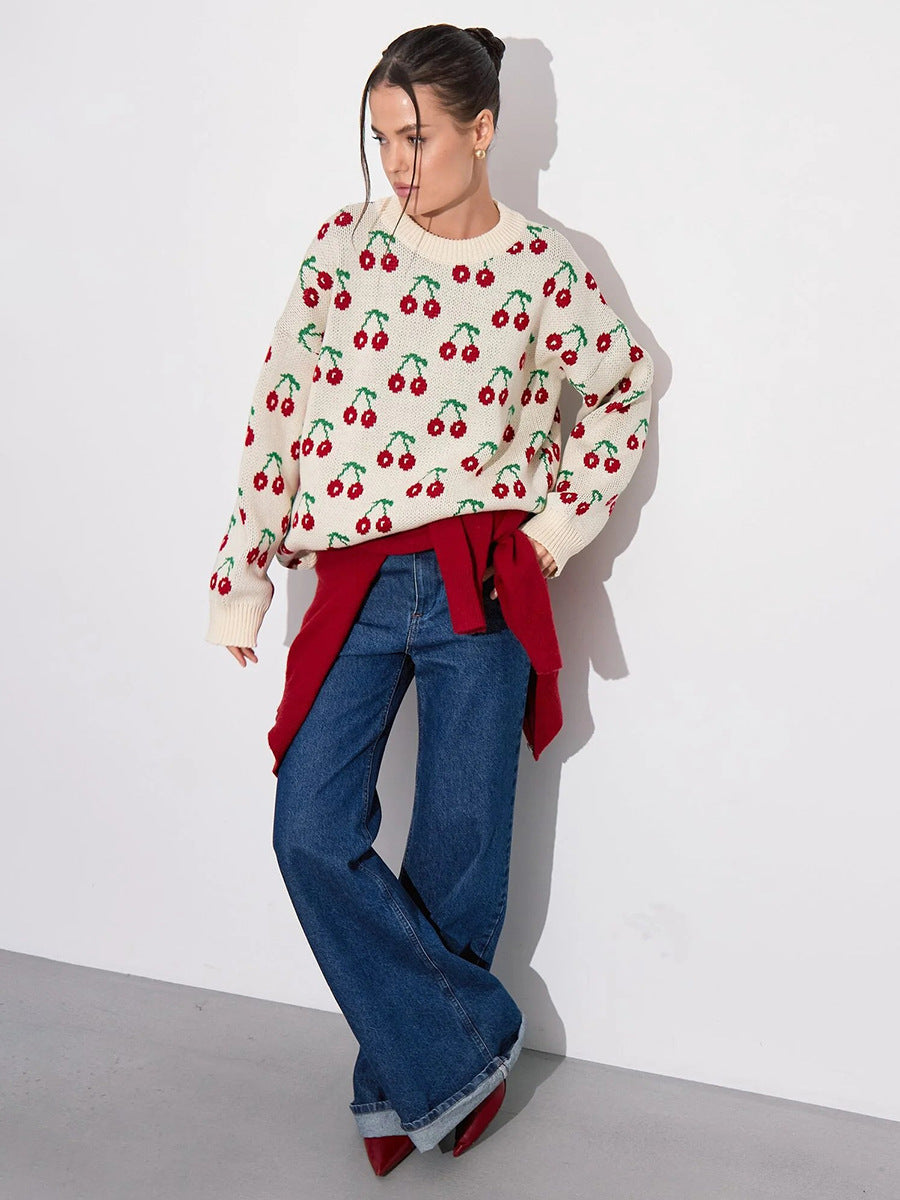 Cherry Knit Oversized Sweater