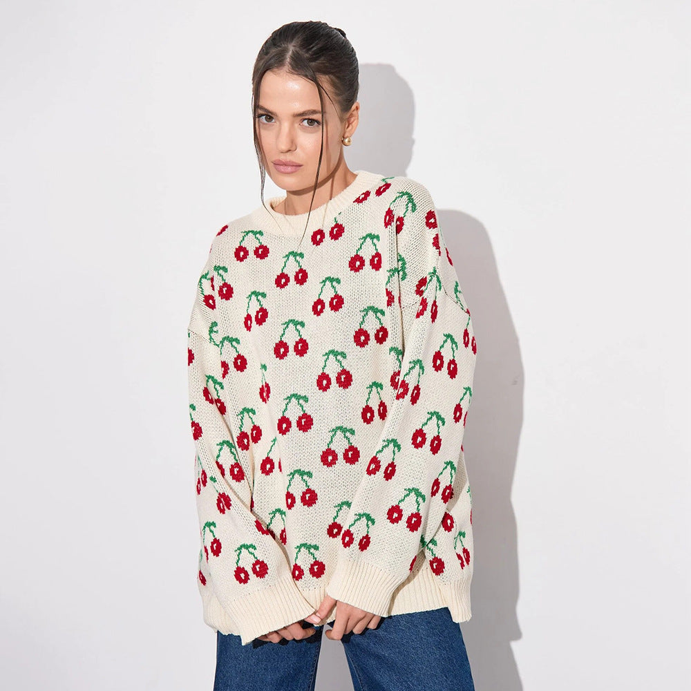 Cherry Knit Oversized Sweater