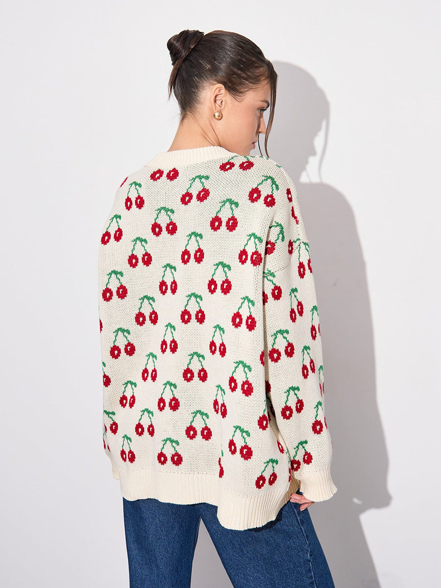 Cherry Knit Oversized Sweater