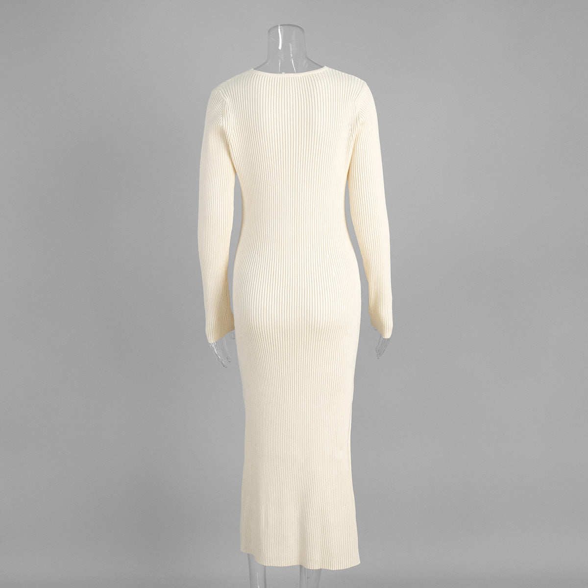 Ribbed V-Neck Knit Maxi Dress