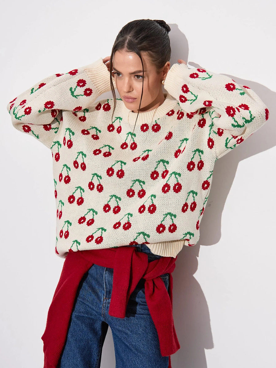 Cherry Knit Oversized Sweater