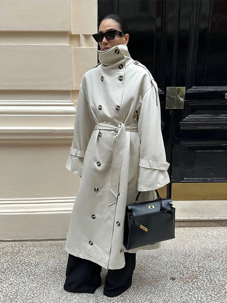 Double Breasted Long Trench Coat