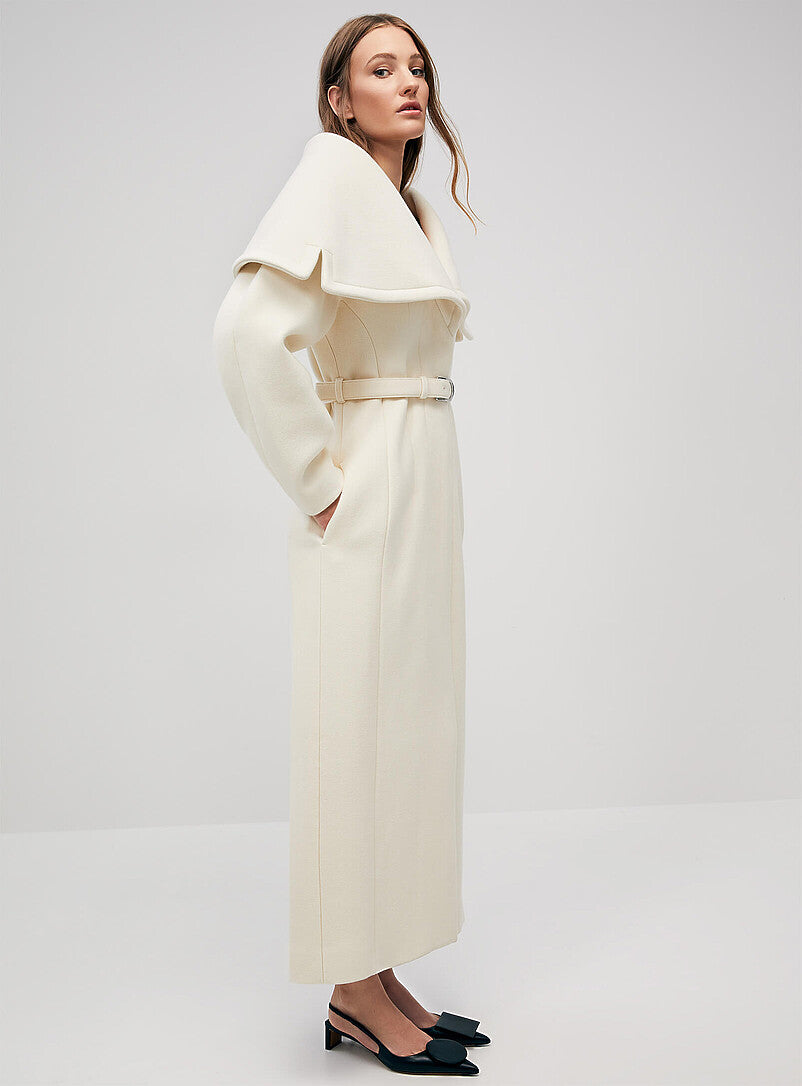 Belted Wool-Blend Long Coat