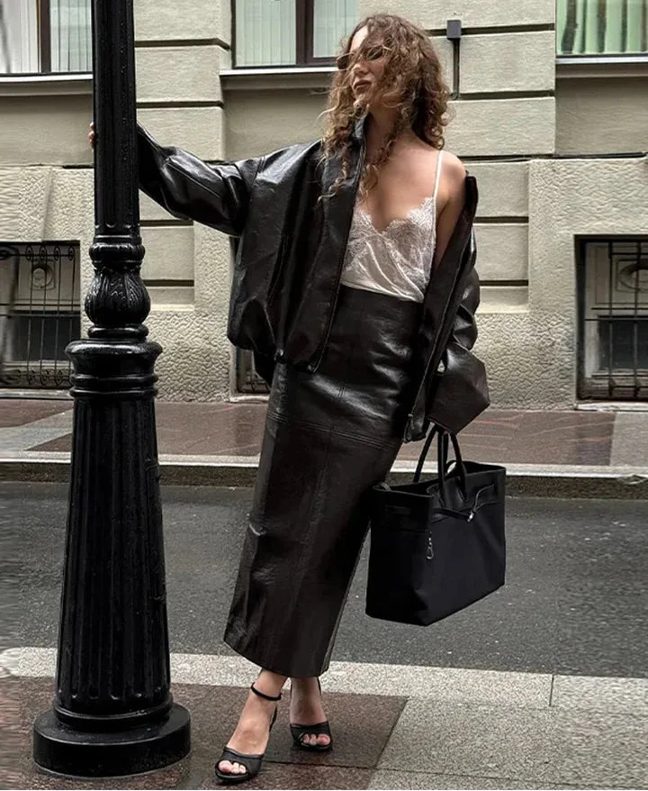 Stand Collar Faux Leather Jacket