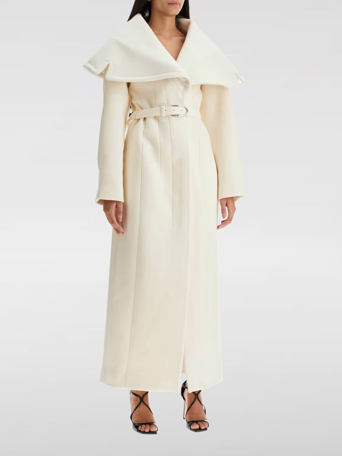 Belted Wool-Blend Long Coat