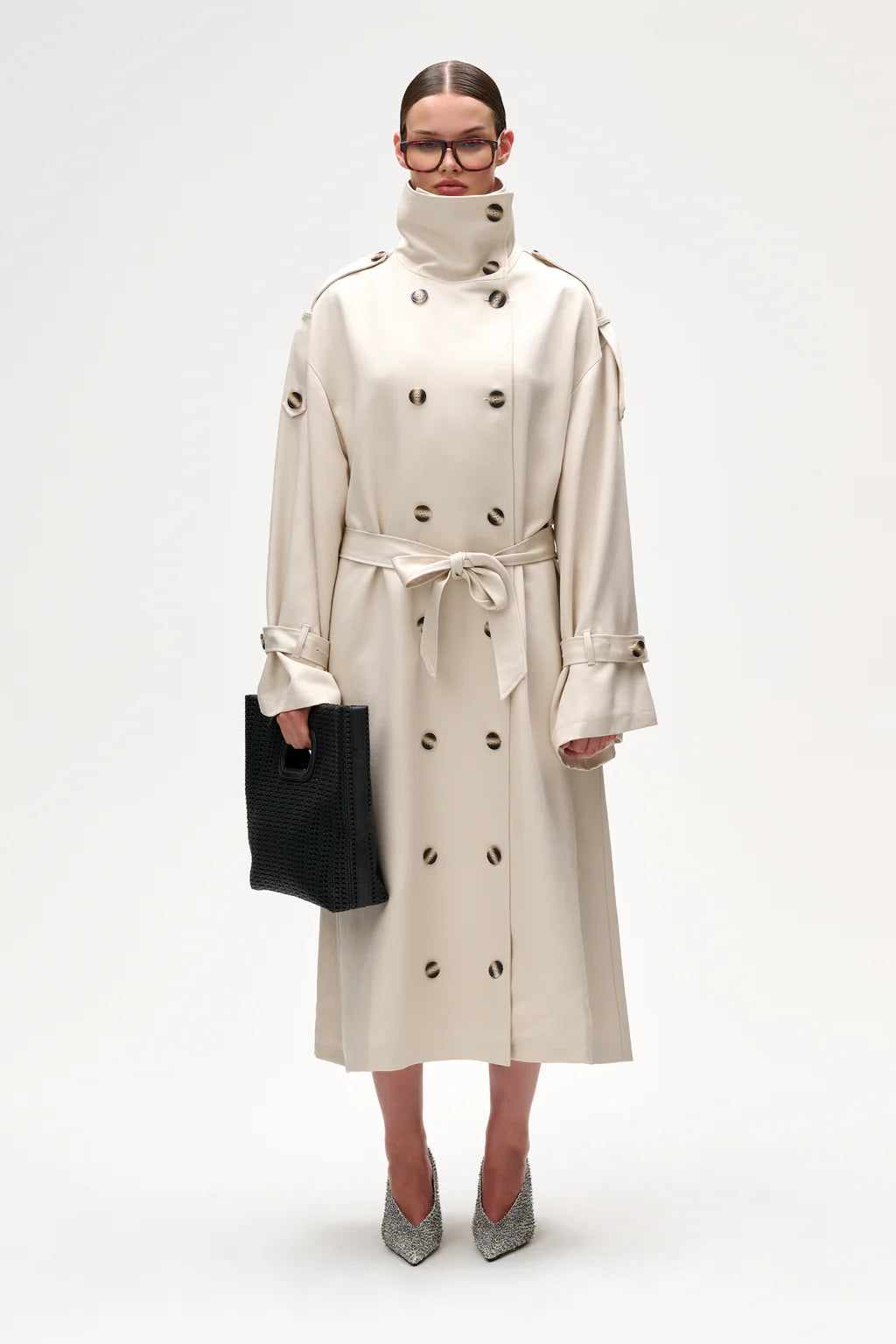 Double Breasted Long Trench Coat
