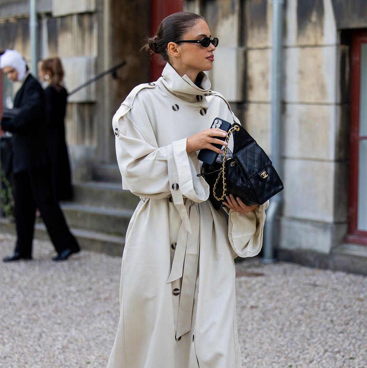 Double Breasted Long Trench Coat