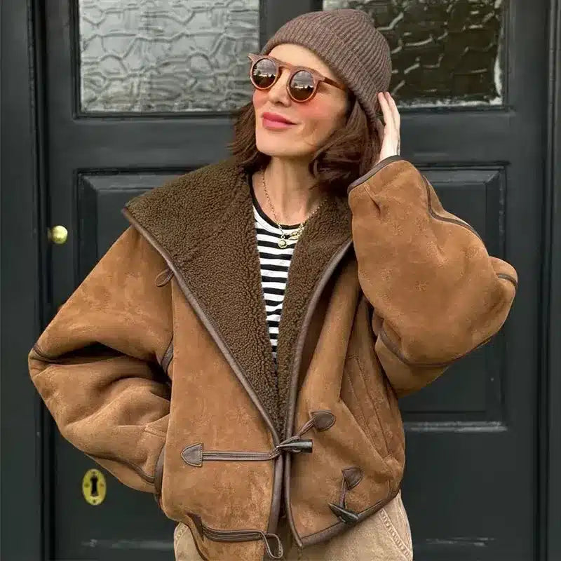 Faux Shearling Hooded Jacket